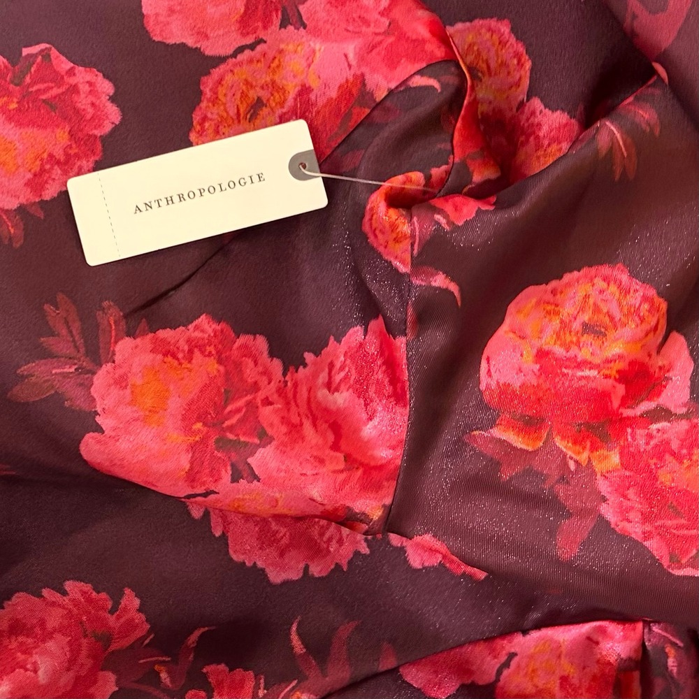 NWT!! Anthropologie BHLDN Aliana V Neck Floral Organza Mini Dress Large - Picture 12 of 16